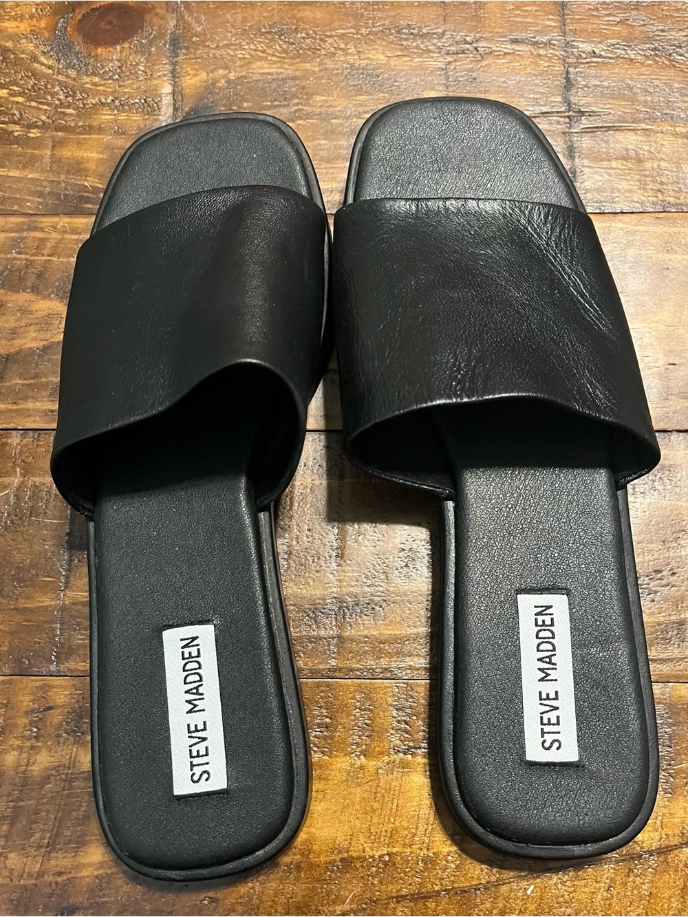 Steve Madden Black Leather Slide Size 9M